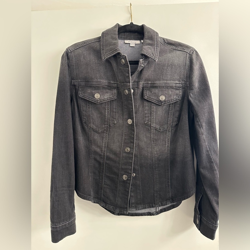 Chico’s Women's Black Denim Jacket size 0 NWOT